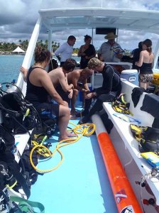 Preparing the marker buoy for deployment 