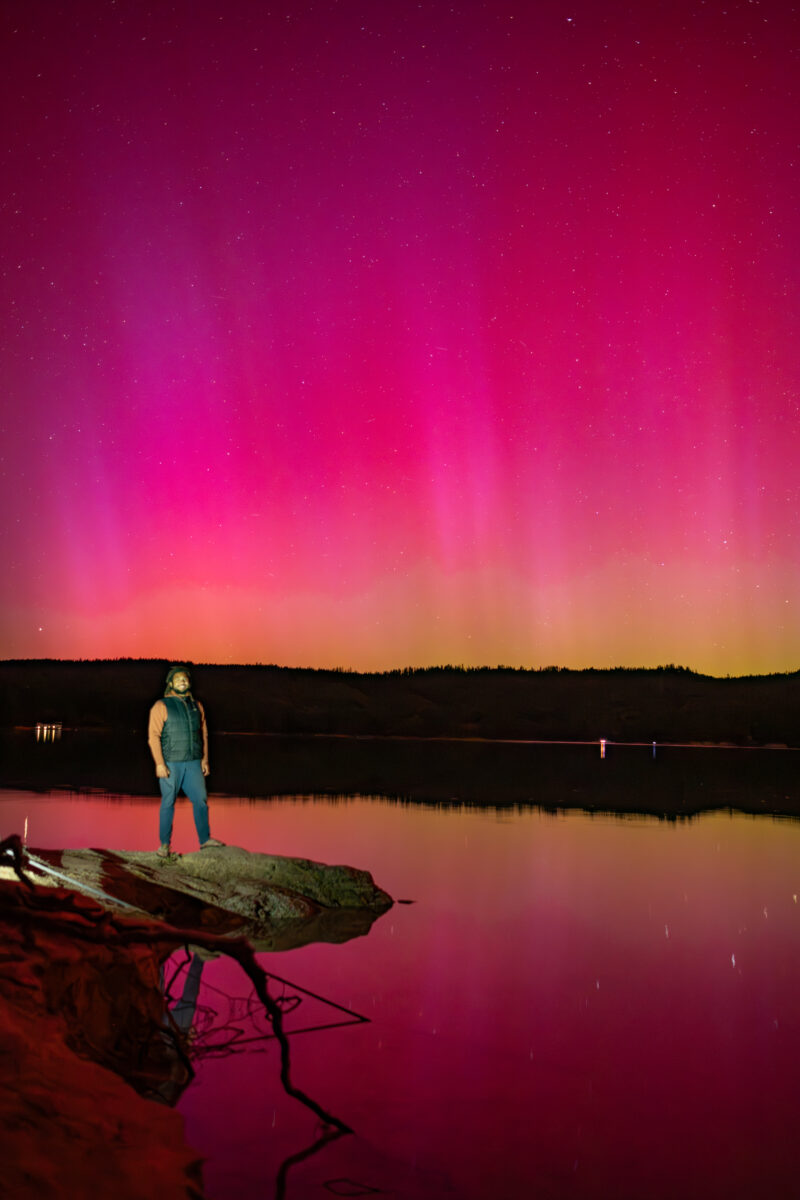 Samuel Thomsen beneath the Northern Lights in California